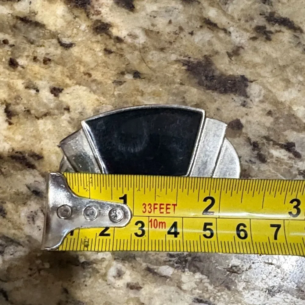 Silver and Black Geometric Brooch